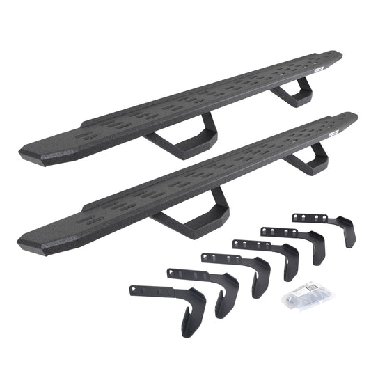 RB30 Running Boards with Mounting Brackets & 2 Pairs of Drop Steps Kit Portective Bedliner Coating 1999-2016 Ford F-250/F-350 Go Rhino