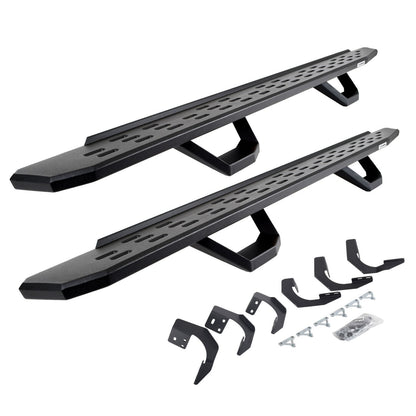 RB30 Running Boards with Mounting Brackets & 2 Pairs of Drops Steps Kit Textured Black 2015-2018 Ram 1500 Go Rhino-4