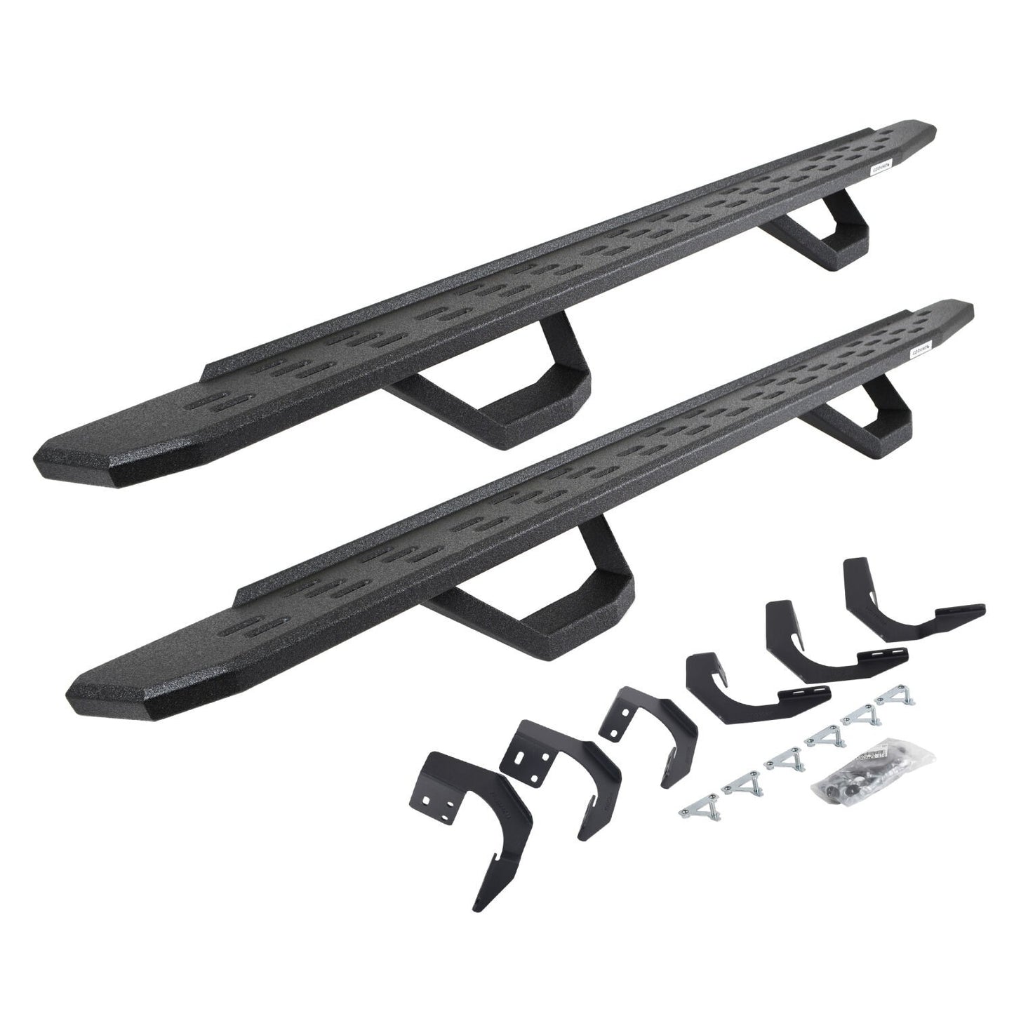 RB30 Running Boards with Mounting Brackets & 2 Pairs of Drops Steps Kit Protective Bedliner Coating 2015-2018 Ram 1500 Go Rhino-3