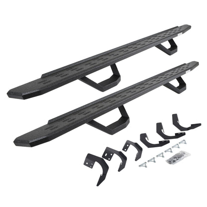 RB30 Running Boards with Mounting Brackets & 2 Pairs of Drops Steps Kit Protective Bedliner Coating 2015-2018 Ram 1500 Go Rhino-3