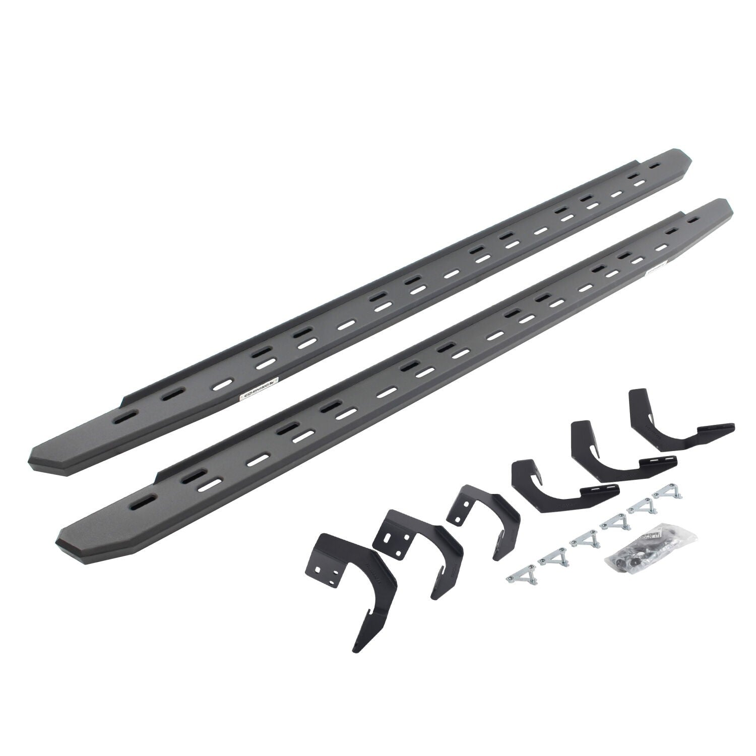 RB30 Slim Line Running Boards with Mounting Bracket Kit Textured Black 2015-2018 Ram 1500 Go Rhino-3