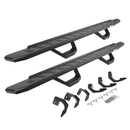 RB30 Running Boards with Mounting Brackets & 2 Pairs of Drops Steps Kit Textured Black 2015-2018 Ram 1500 Go Rhino
