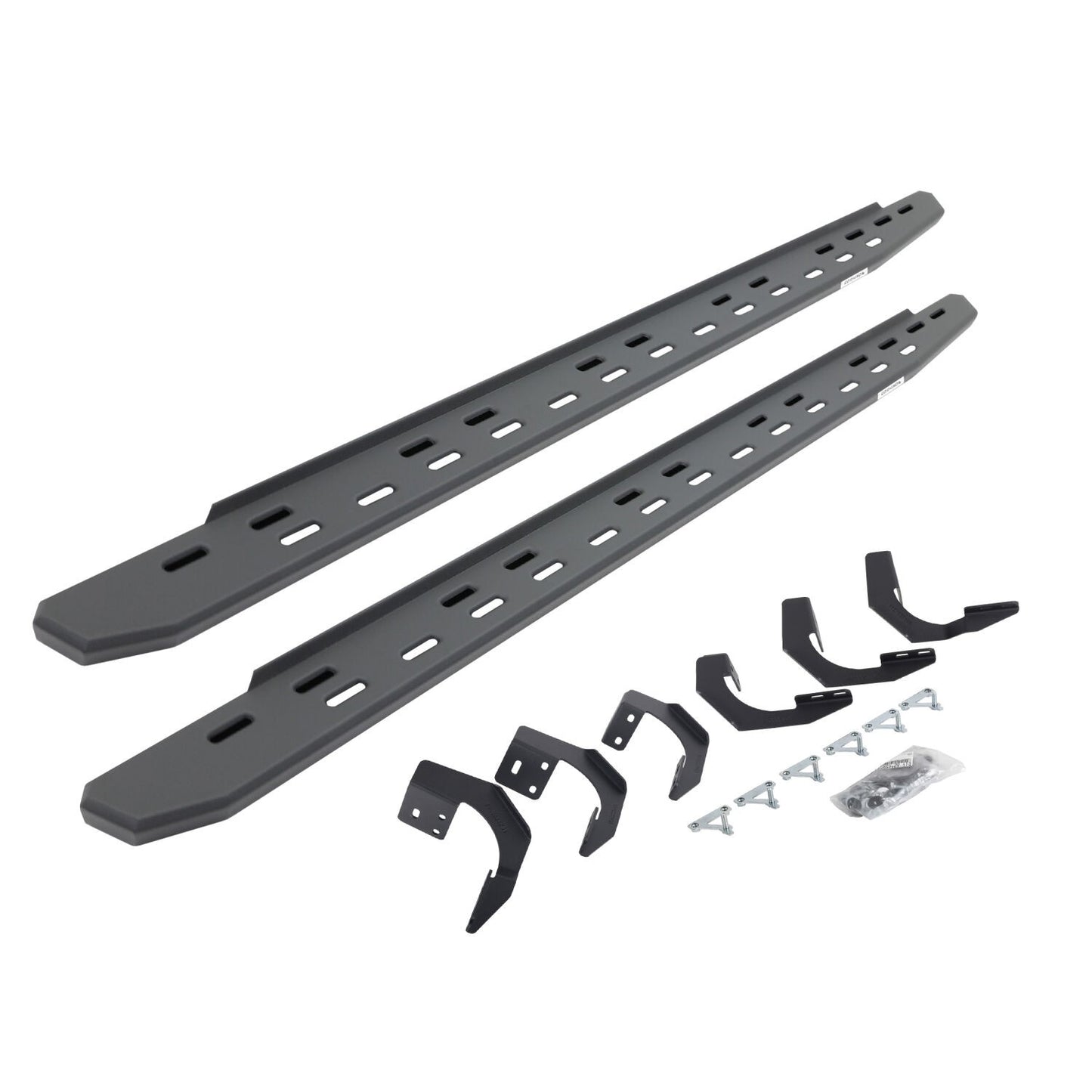 RB30 Slim Line Running Boards with Mounting Bracket Kit Textured Black 2015-2018 Ram 1500 Go Rhino