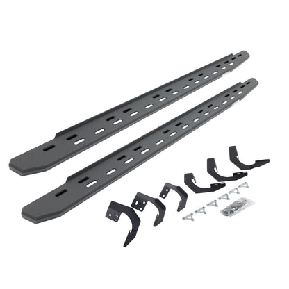 RB30 Slim Line Running Boards with Mounting Bracket Kit Textured Black 2015-2018 Ram 1500 Go Rhino