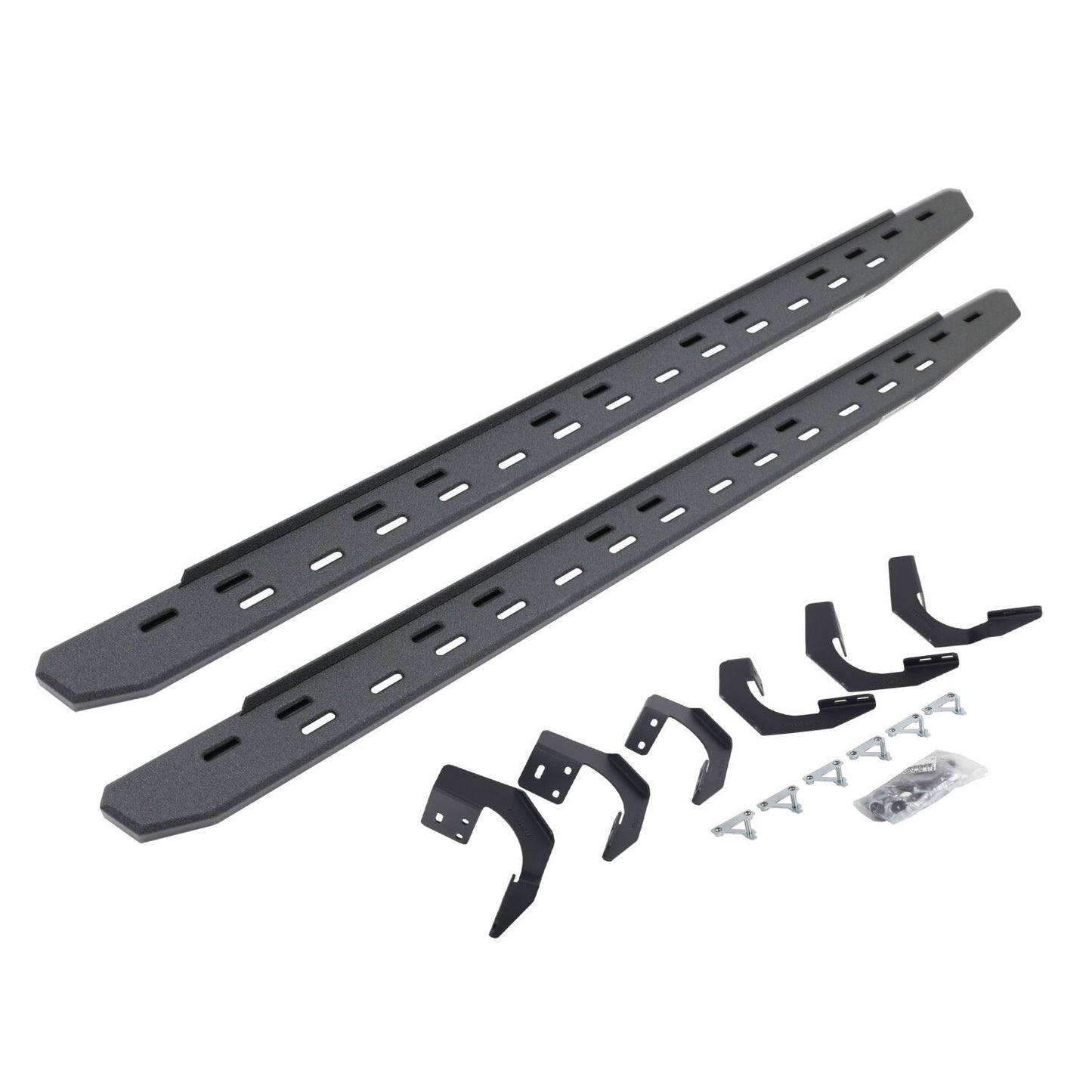 RB30 Slim Line Running Boards with Mounting Bracket Kit Protective Bedliner Coating 2015-2018 Ram 1500 Go Rhino
