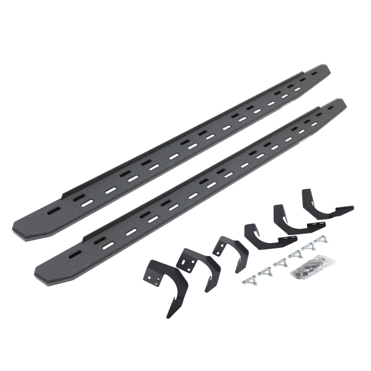 RB30 Slim Line Running Boards with Mounting Bracket Kit Protective Bedliner Coating 2015-2018 Ram 1500 Go Rhino