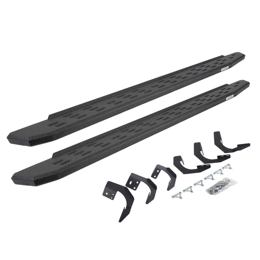 RB30 Running Boards with Mounting Bracket Kit Protective Bedliner Coating 2015-2018 Ram 1500 Go Rhino