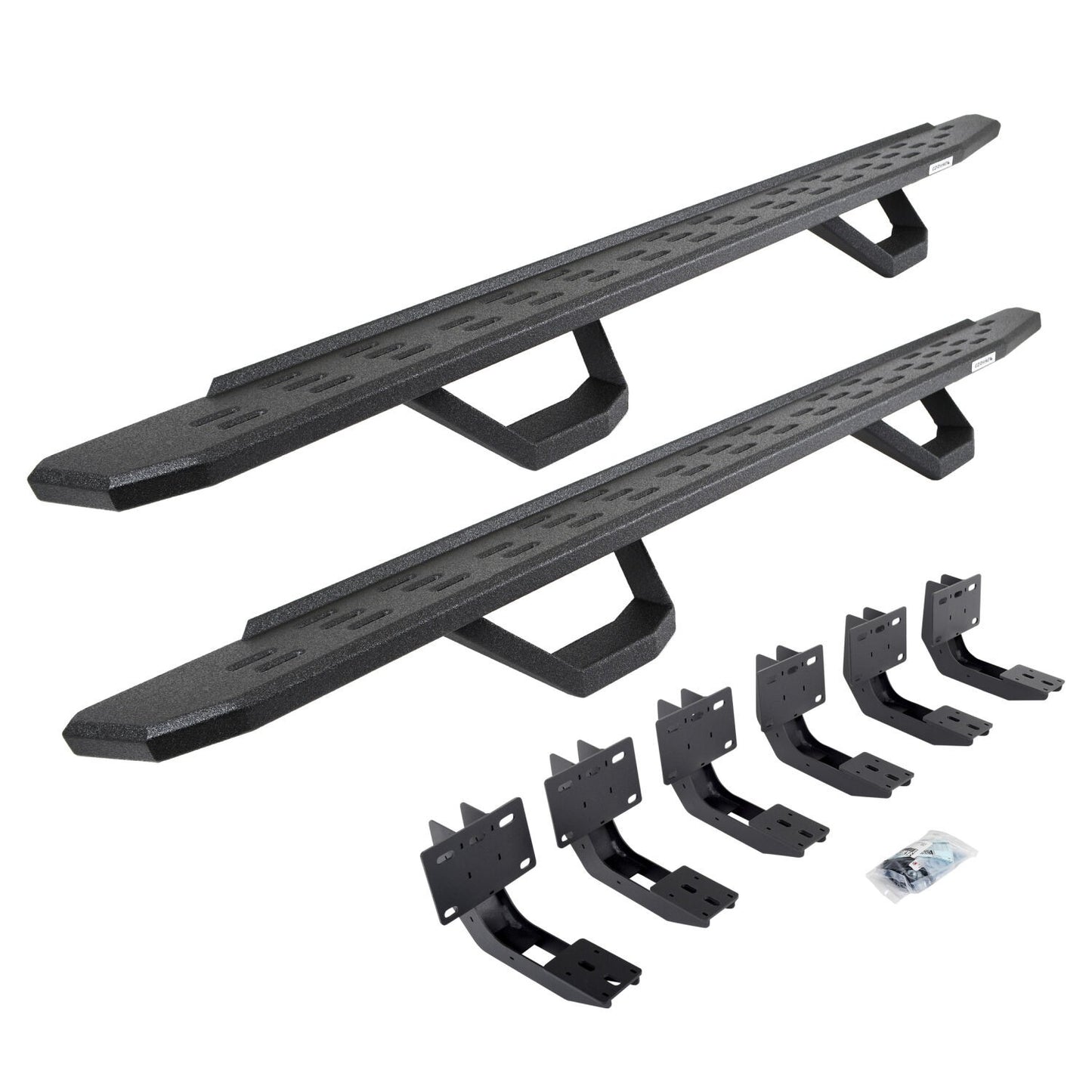 RB30 Running Boards with Mounting Brackets & 2 Pairs of Drops Steps Kit Protective Bedliner Coating 2019-2025 Ram 1500 Go Rhino-3