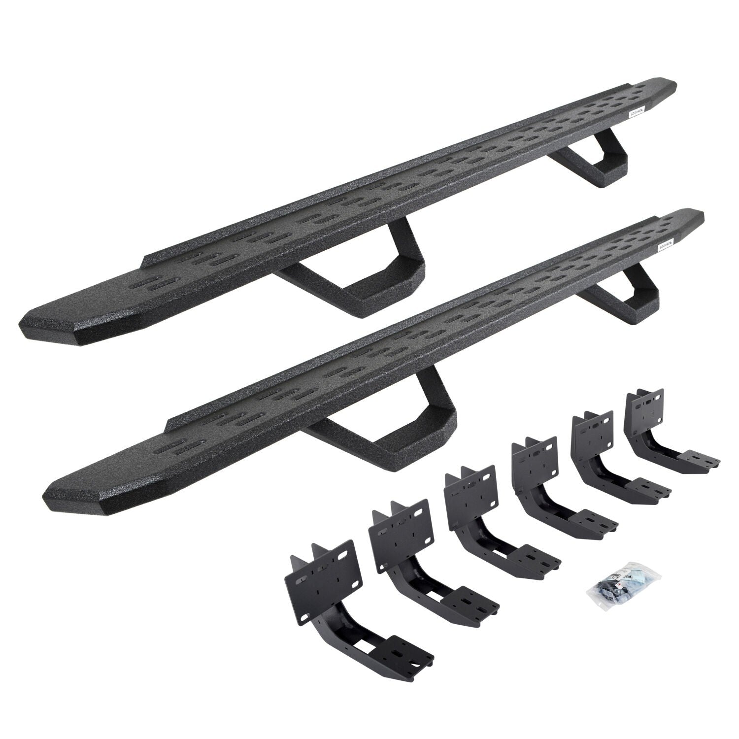 RB30 Running Boards with Mounting Brackets & 2 Pairs of Drops Steps Kit Protective Bedliner Coating 2019-2025 Ram 1500 Go Rhino-3