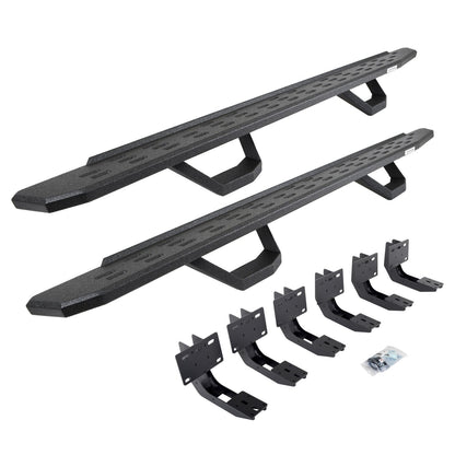 RB30 Running Boards with Mounting Brackets & 2 Pairs of Drops Steps Kit Protective Bedliner Coating 2019-2025 Ram 1500 Go Rhino-3