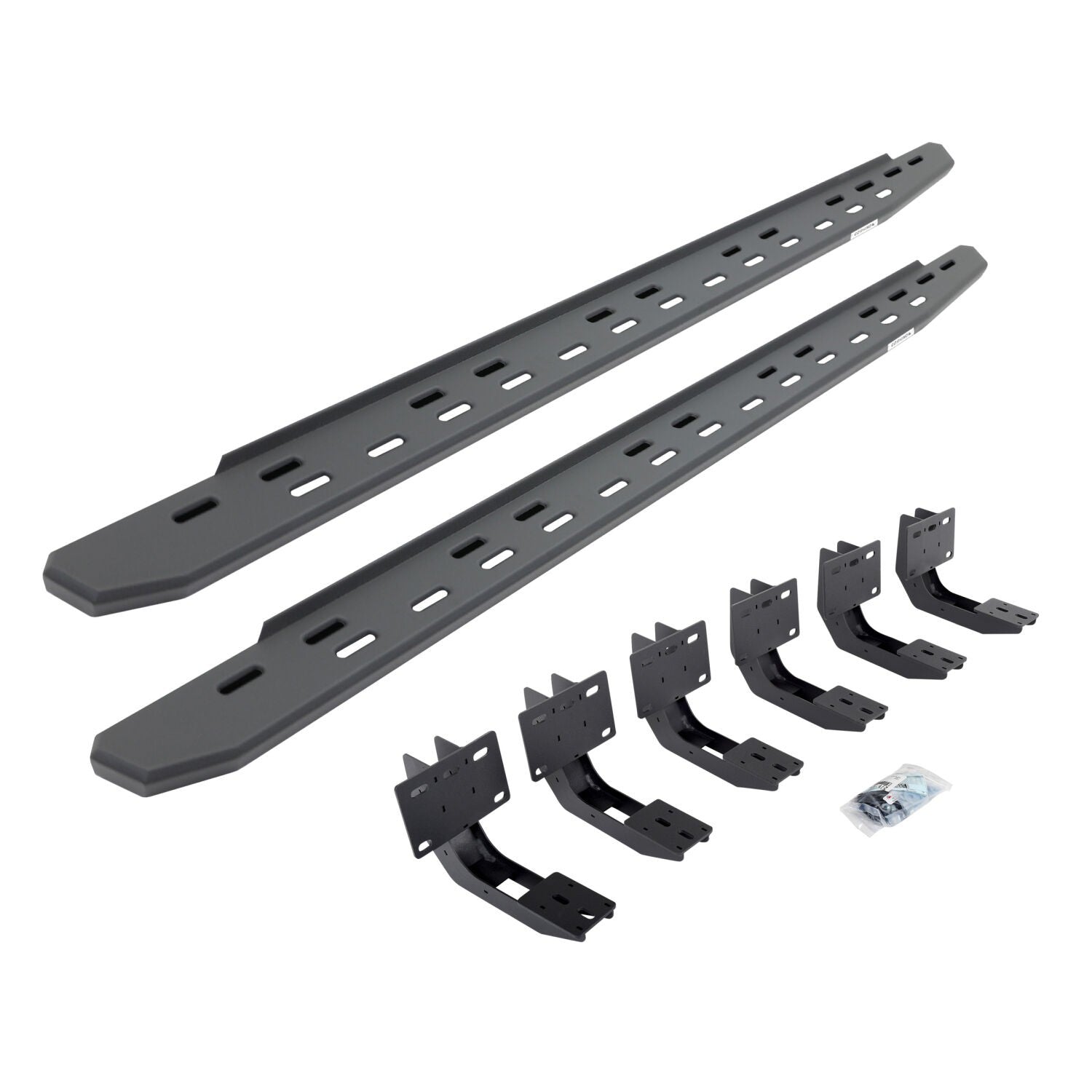 RB30 Slim Line Running Boards with Mounting Bracket Kit Textured Black 2019-2025 Ram 1500 Go Rhino-3