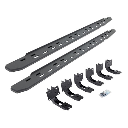 RB30 Slim Line Running Boards with Mounting Bracket Kit Textured Black 2019-2025 Ram 1500 Go Rhino-3
