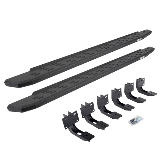RB30 Running Boards with Mounting Bracket Kit Protective Bedliner Coating 2019-2025 Ram 1500 Extended Cab Go Rhino
