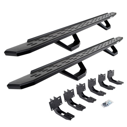 RB30 Running Boards with Mounting Brackets & 2 Pairs of Drops Steps Kit Textured Black 2019-2025 Ram 1500 Go Rhino