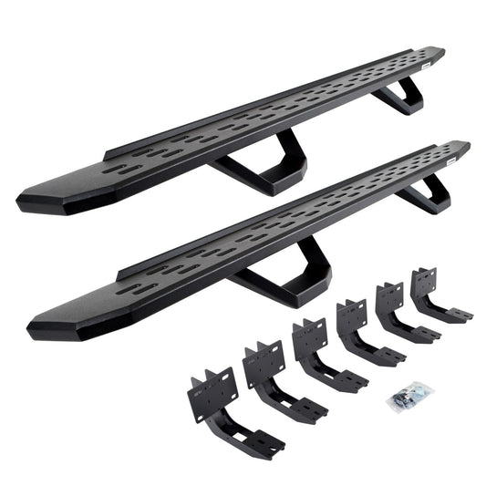 RB30 Running Boards with Mounting Brackets & 2 Pairs of Drops Steps Kit Textured Black 2019-2025 Ram 1500 Go Rhino