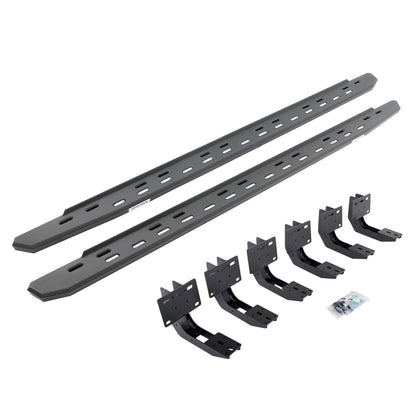 RB30 Slim Line Running Boards with Mounting Bracket Kit Textured Black 2019-2025 Ram 1500 Go Rhino