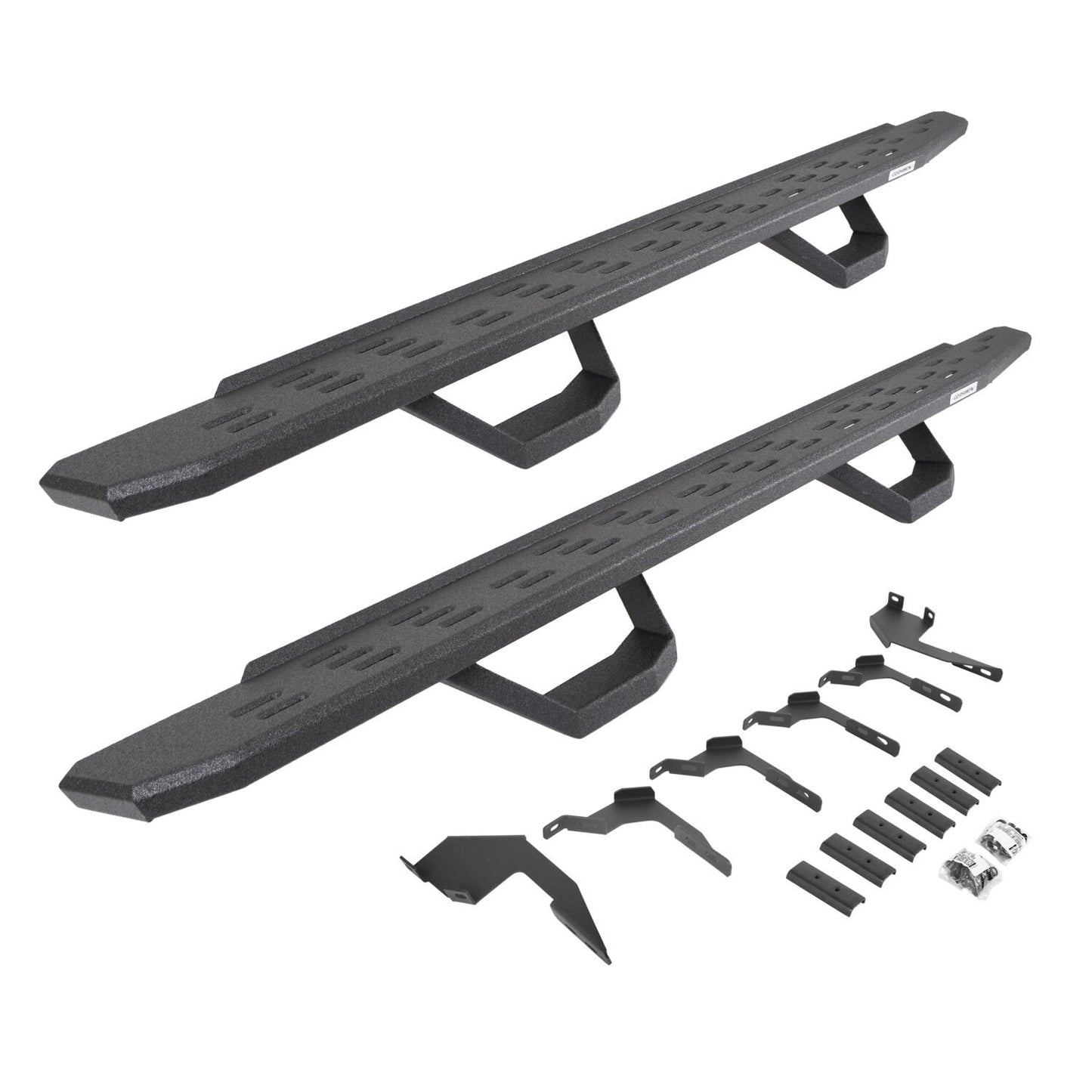 RB30 Running Boards with Mounting Brackets & 2 Pairs of Drops Steps Kit Protective Bedliner Coating 2019-2026 Ford Ranger Go Rhino
