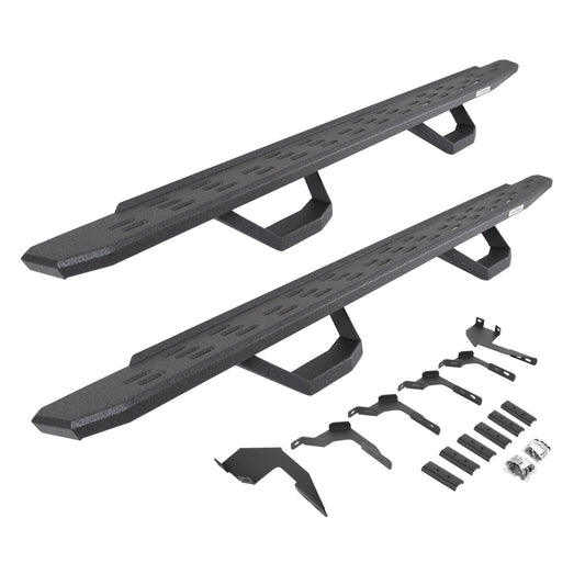 RB30 Running Boards with Mounting Brackets & 2 Pairs of Drops Steps Kit Protective Bedliner Coating 2019-2026 Ford Ranger Go Rhino