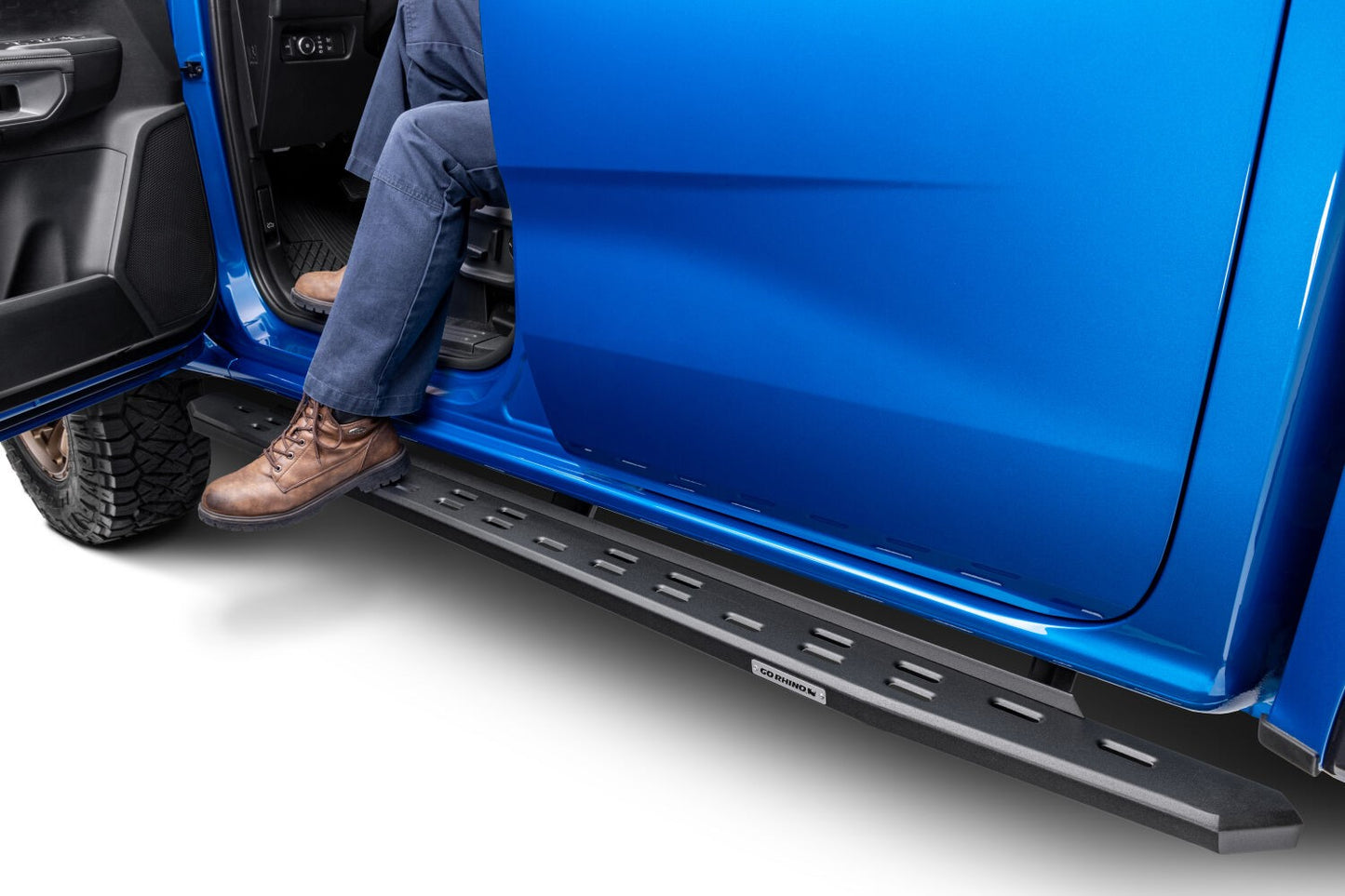 RB30 Slim Line Running Boards with Mounting Bracket Kit Textured Black 2019-2026 Ford Ranger Go Rhino-4