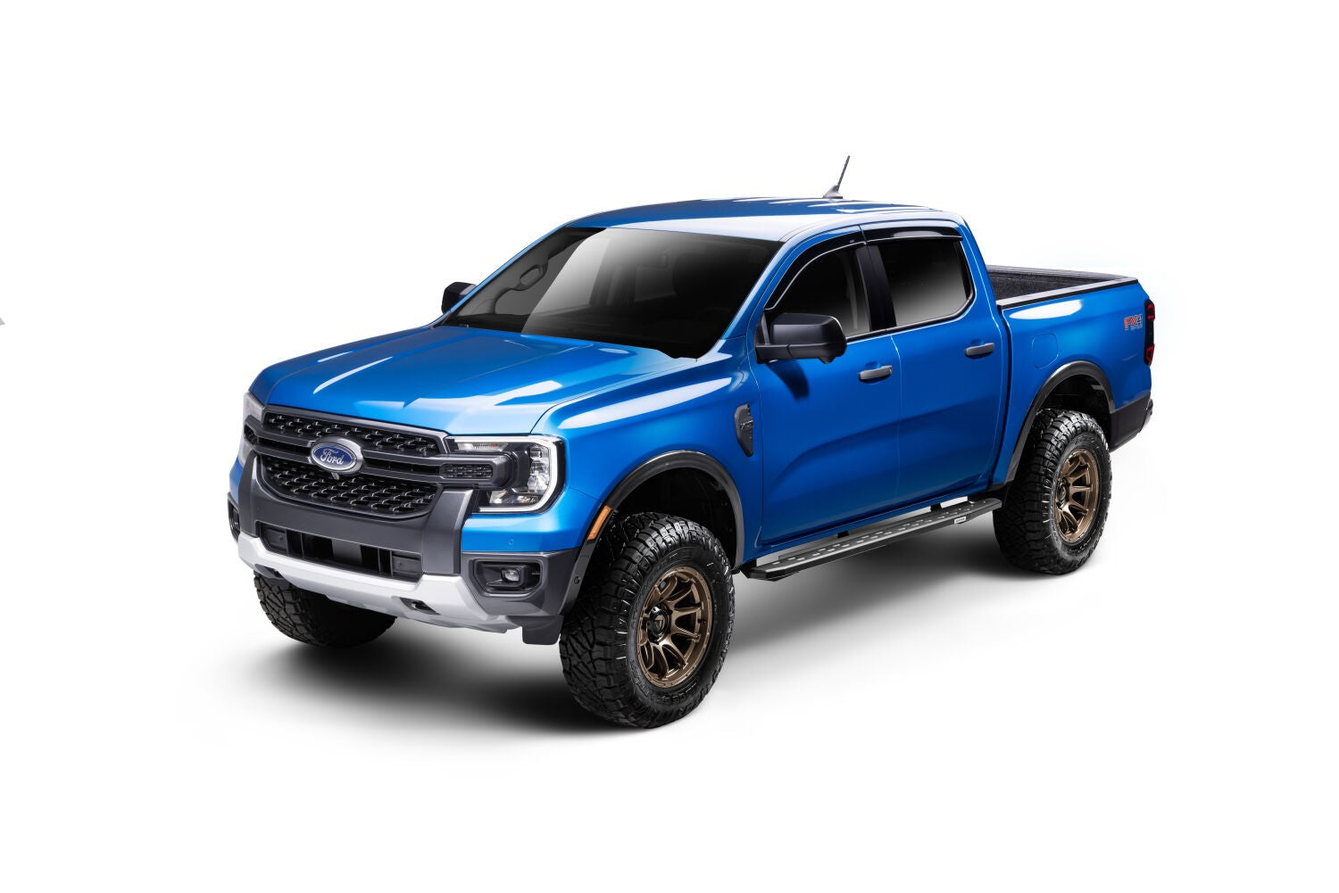 RB30 Slim Line Running Boards with Mounting Bracket Kit Textured Black 2019-2026 Ford Ranger Go Rhino-5