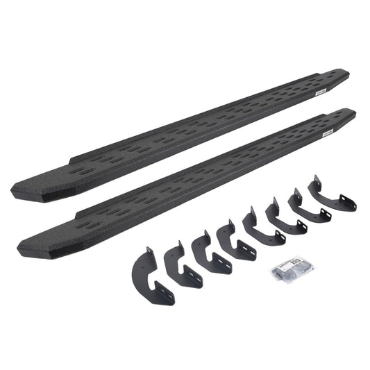 RB30 Running Boards with Mounting Bracket Kit Protective Bedliner Coating 2007-2021 Toyota Tundra Extended Cab Go Rhino