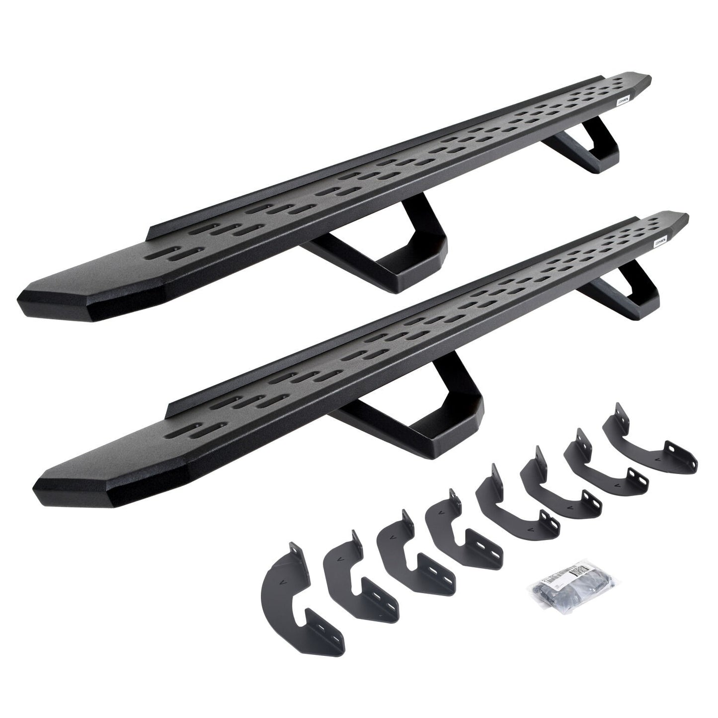 RB30 Running Boards with Mounting Brackets & 2 Pairs of Drops Steps Kit Textured Black 2007-2021 Toyota Tundra Go Rhino