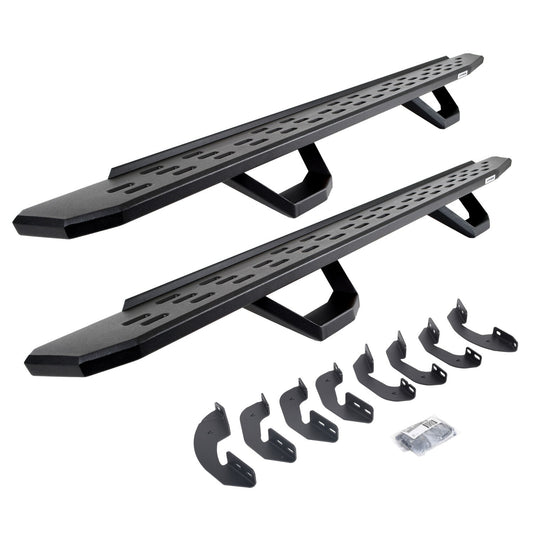 RB30 Running Boards with Mounting Brackets & 2 Pairs of Drops Steps Kit Textured Black 2007-2021 Toyota Tundra Go Rhino