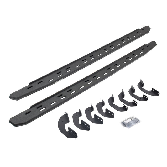 RB30 Slim Line Running Boards with Mounting Bracket Kit Protective Bedliner Coating 2007-2021 Toyota Tundra Crew Cab Go Rhino