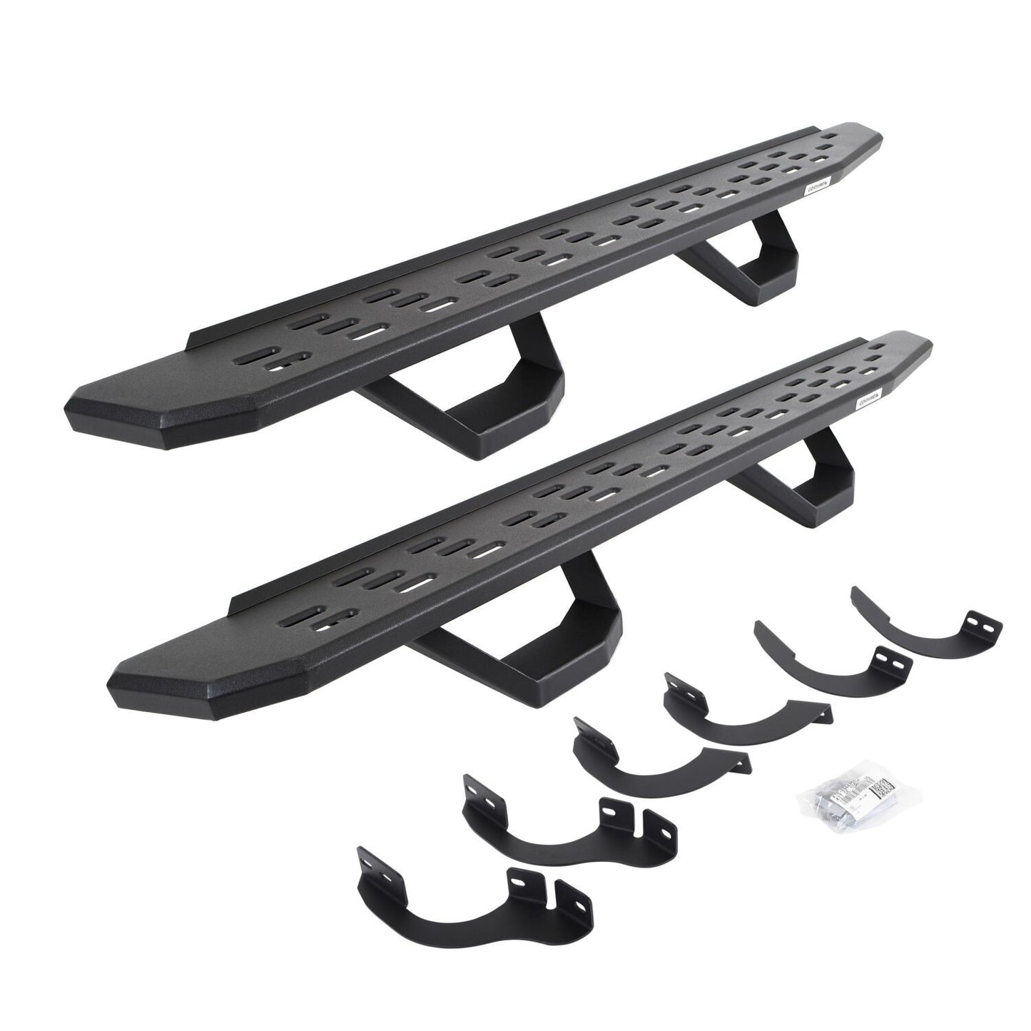 RB30 Running Boards with Mounting Brackets & 2 Pairs of Drops Steps Kit Protective Bedliner Coating 2014-2024 Toyota 4Runner Go Rhino