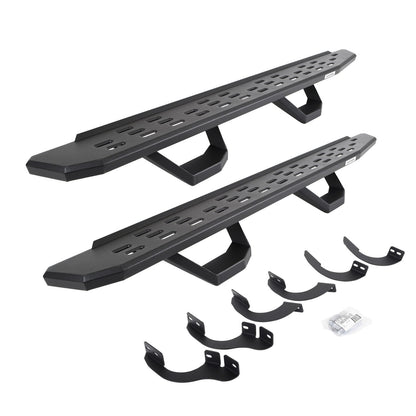 RB30 Running Boards with Mounting Brackets & 2 Pairs of Drops Steps Kit Protective Bedliner Coating 2014-2024 Toyota 4Runner Go Rhino