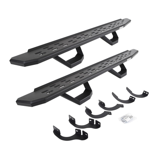 RB30 Running Boards with Mounting Brackets & 2 Pairs of Drops Steps Kit Protective Bedliner Coating 2014-2024 Toyota 4Runner Go Rhino