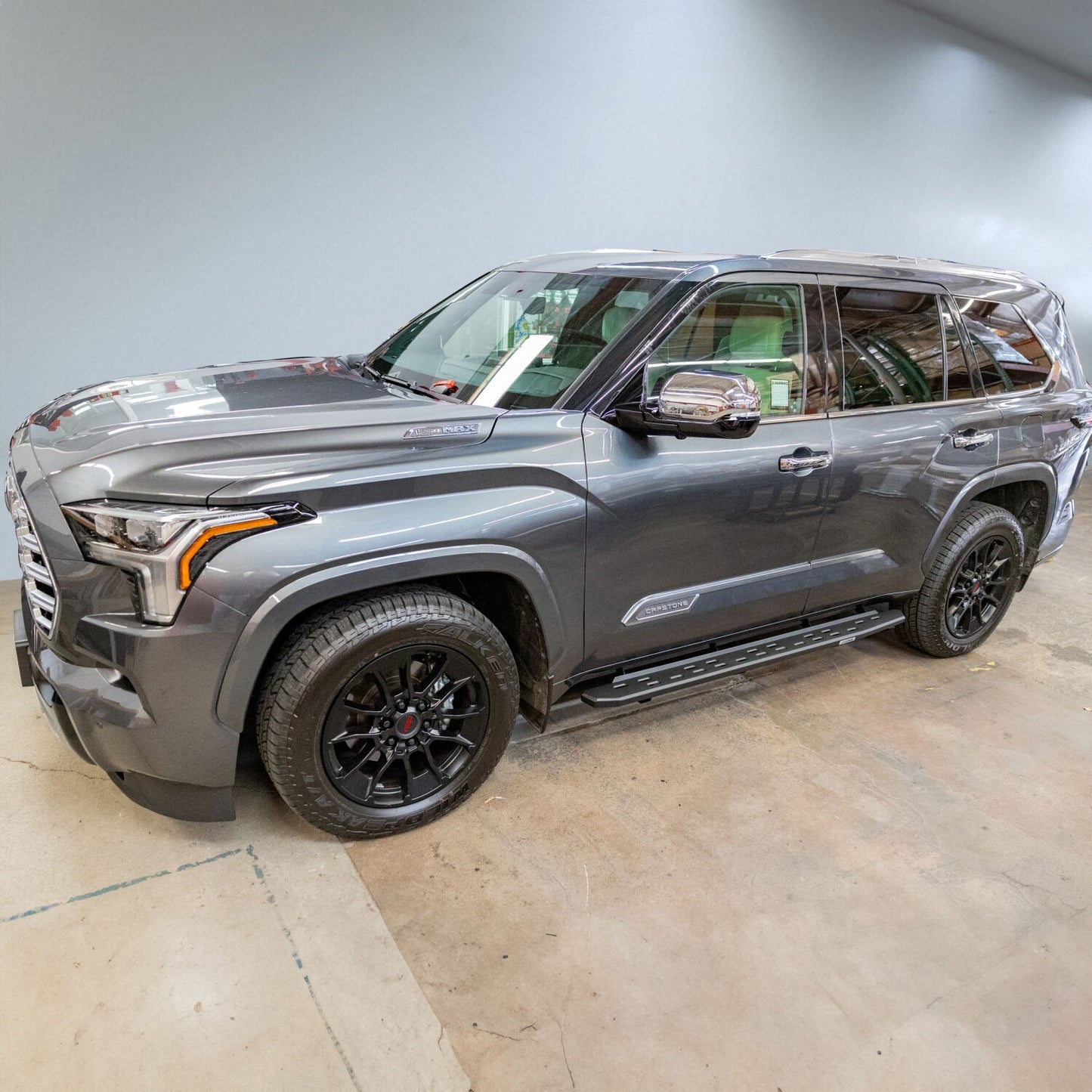 RB30 Slim Line Running Boards with Bracket Kit Textured Black 2023-2026 Toyota Sequoia Go Rhino-3