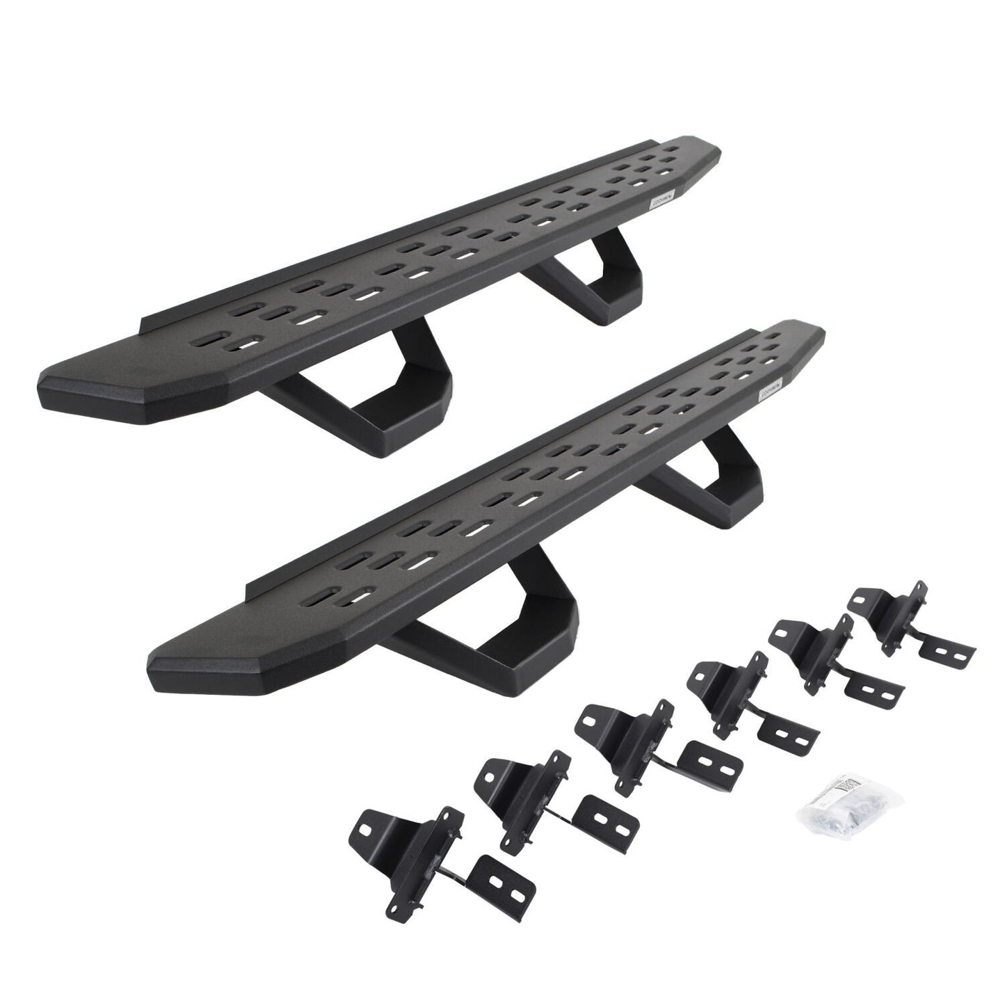 RB30 Running Boards with Mounting Brackets & 2 Pairs of Drops Steps Kit Textured Black For 2007-2018 Jeep Wrangler JK 4 Door Go Rhino