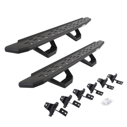 RB30 Running Boards with Mounting Brackets & 2 Pairs of Drops Steps Kit Textured Black For 2007-2018 Jeep Wrangler JK 4 Door Go Rhino