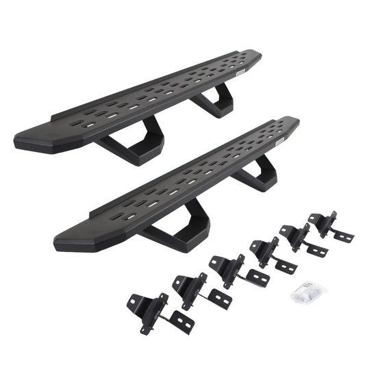 RB30 Running Boards with Mounting Brackets & 2 Pairs of Drops Steps Kit Textured Black For 2007-2018 Jeep Wrangler JK 4 Door Go Rhino