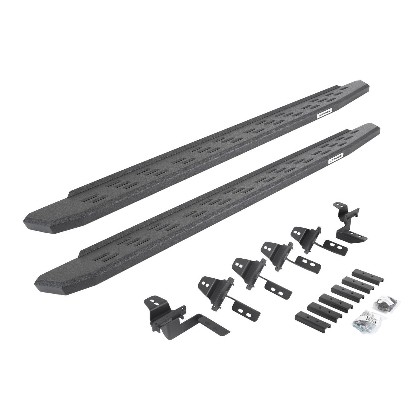 RB30 Running Boards with Mounting Brackets & 2 Pairs of Drops Steps Kit Protective Bedliner Coating For 2007-2018 Jeep Wrangler JK Go Rhino