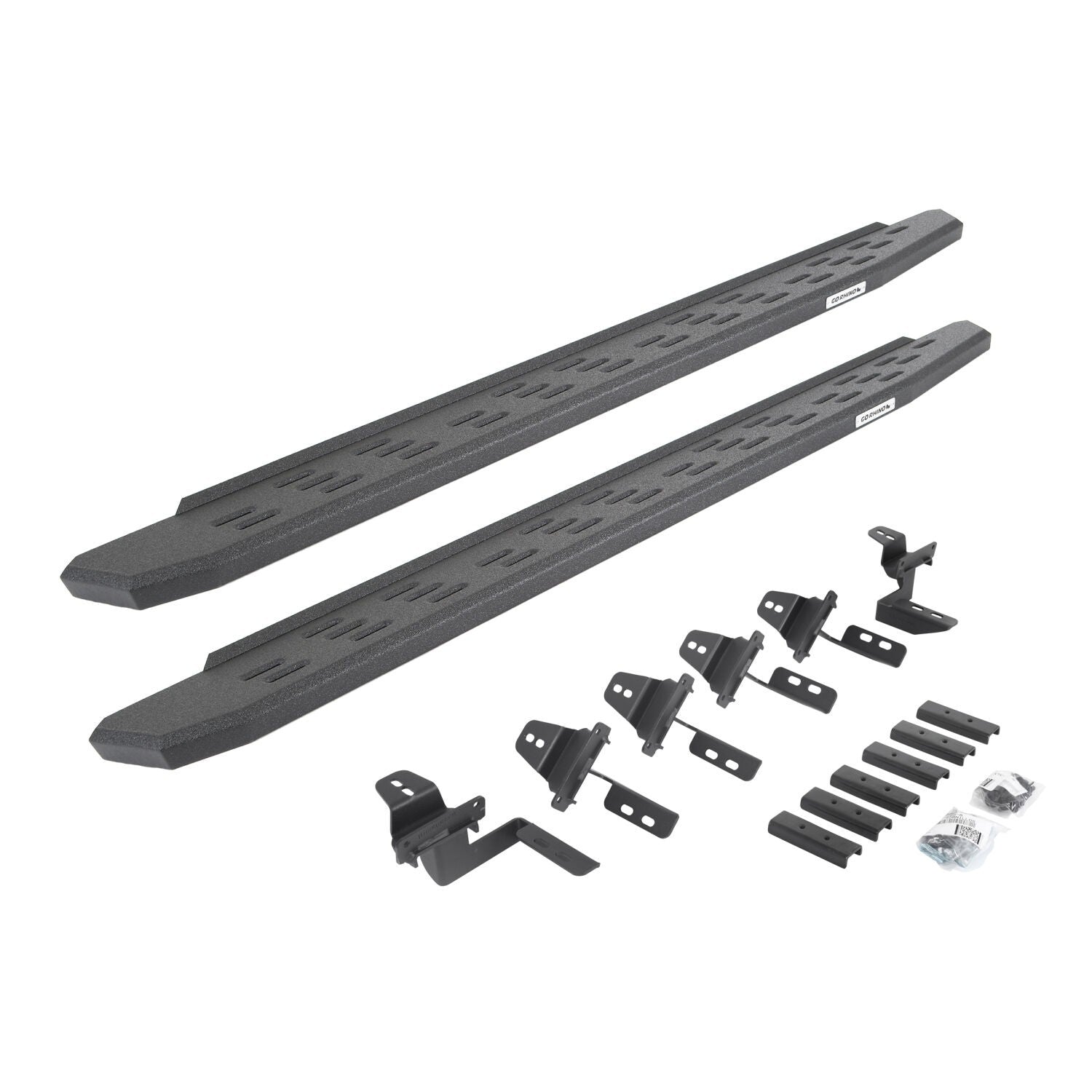 RB30 Running Boards with Mounting Brackets & 2 Pairs of Drops Steps Kit Protective Bedliner Coating For 2007-2018 Jeep Wrangler JK Go Rhino
