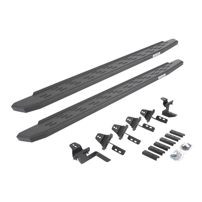 RB30 Running Boards with Mounting Brackets & 2 Pairs of Drops Steps Kit Protective Bedliner Coating For 2007-2018 Jeep Wrangler JK Go Rhino