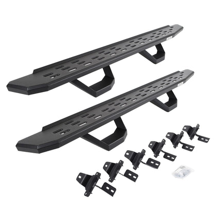 RB30 Running Boards with Mounting Brackets & 2 Pairs of Drops Stepst Kit Protective Bedliner Coating For 2018-2025 Jeep Wrangler JL Go Rhino