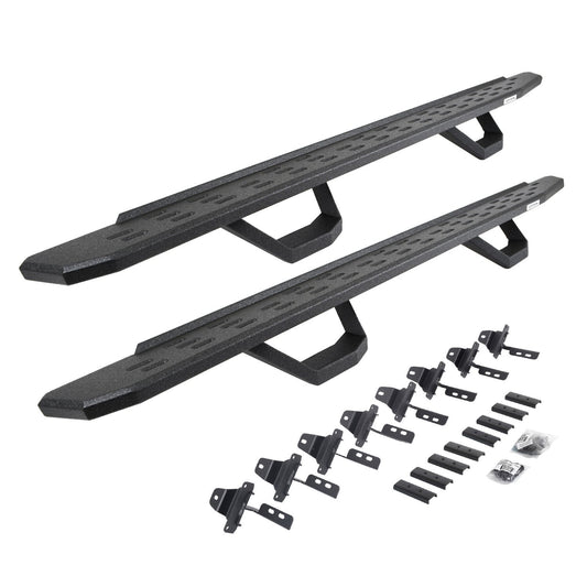 RB30 Running Boards with Mounting Brackets & 2 Pairs of Drops Steps Kit Protective Bedliner Coating 2020-2025 Jeep Gladiator Go Rhino