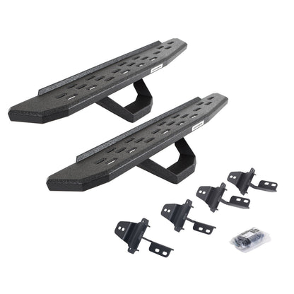 RB30 Running Boards with Mounting Brackets & 1 Pairs of Drops Steps Kit Protective Bedliner Coating For 2007-2018 Jeep Wrangler JK Go Rhino