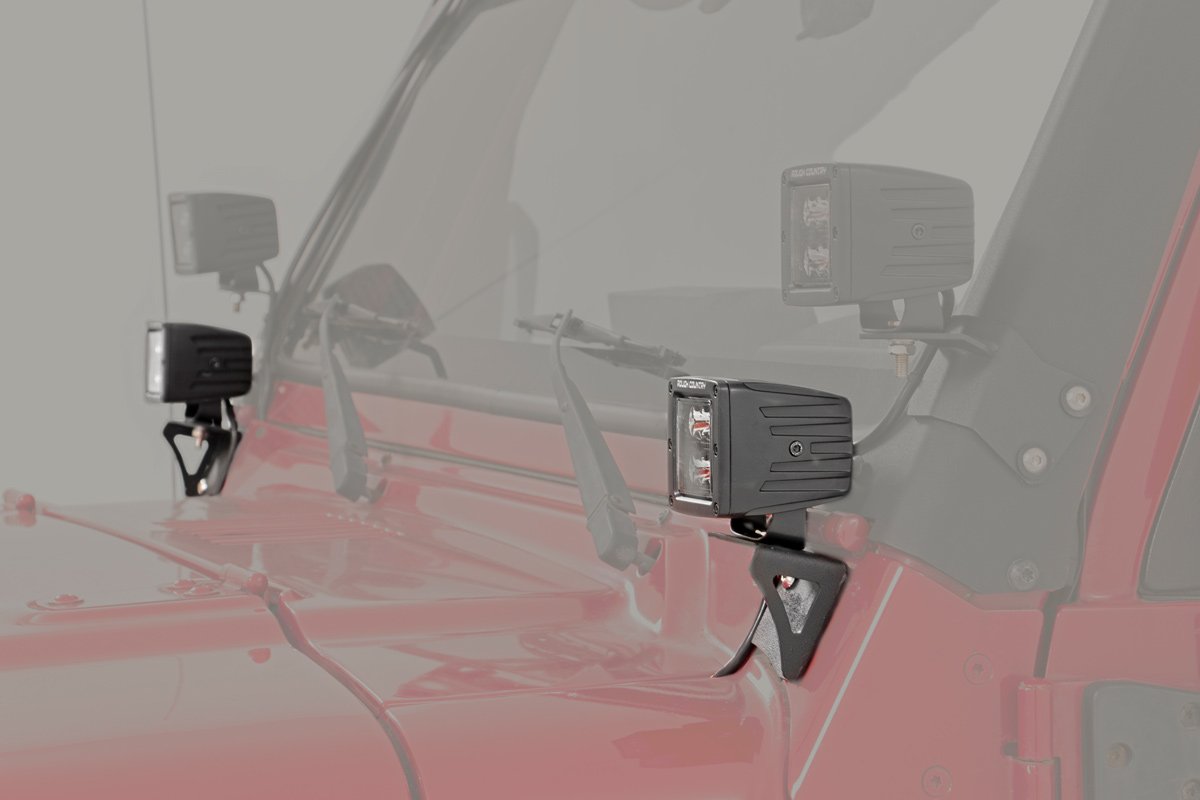 Rough Country Jeep Lower Windshield Light Mounts 97-06 TJ Wrangler Rough Country