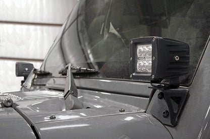 Jeep Lower Windshield Light Mounts 07-18 Wrangler JK Rough Country-6