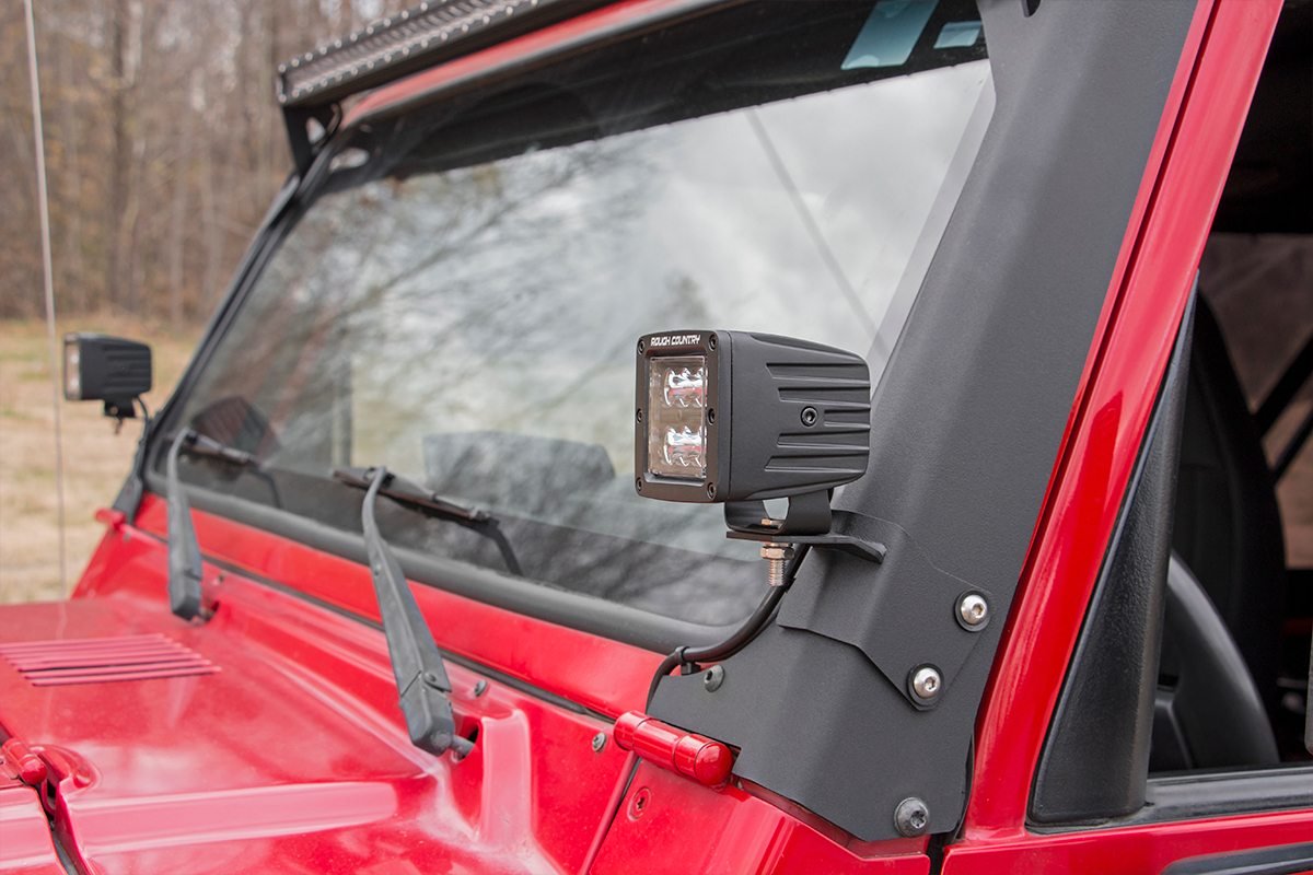 Rough Country Jeep Lower A-Pillar Light Mounts 97-06 Wrangler TJ Rough Country