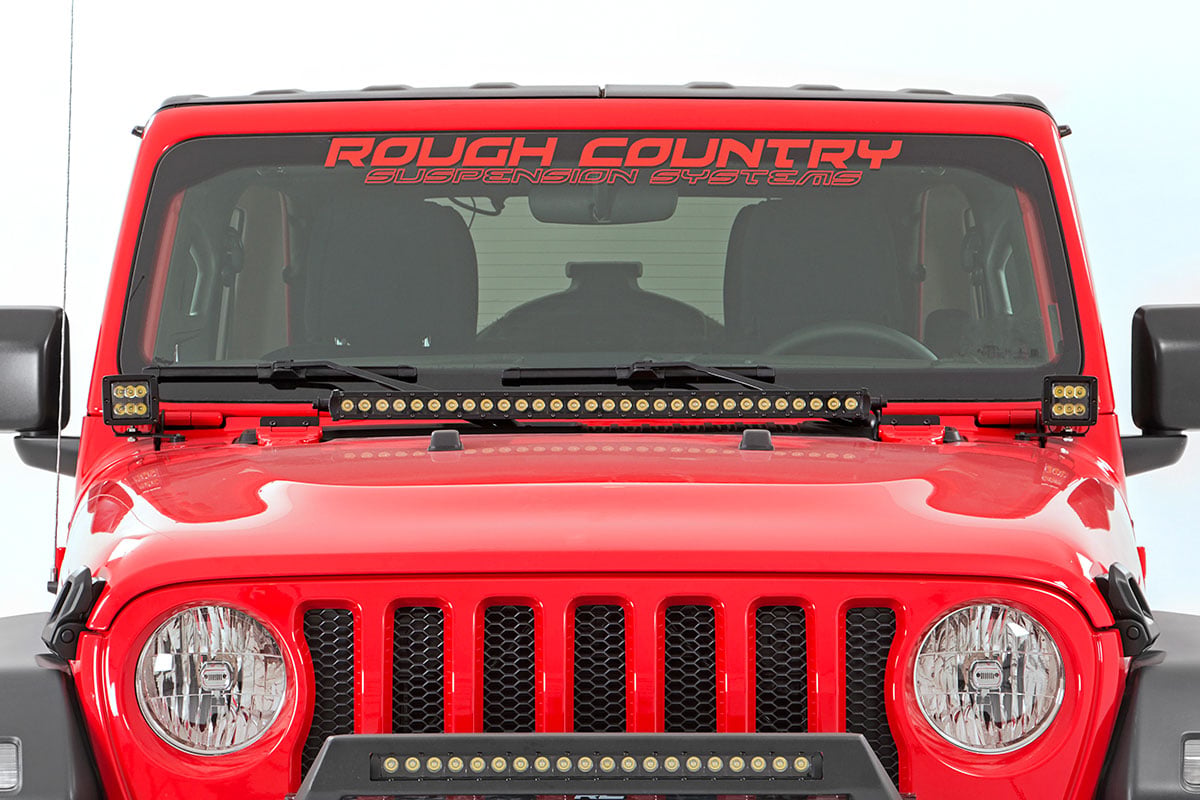 LED Light Kit Hinge Mount 2 Inch Black Pair Jeep Gladiator JT/Wrangler JL (18-26) Rough Country-4