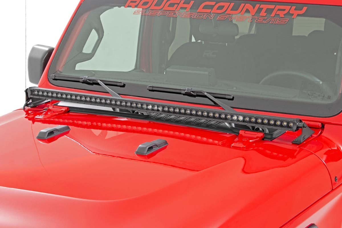 Rough Country Jeep 50 Inch LED Hood Kit 18-20 Wrangler JL 20-Up Gladiator JT Black-Series Rough Country