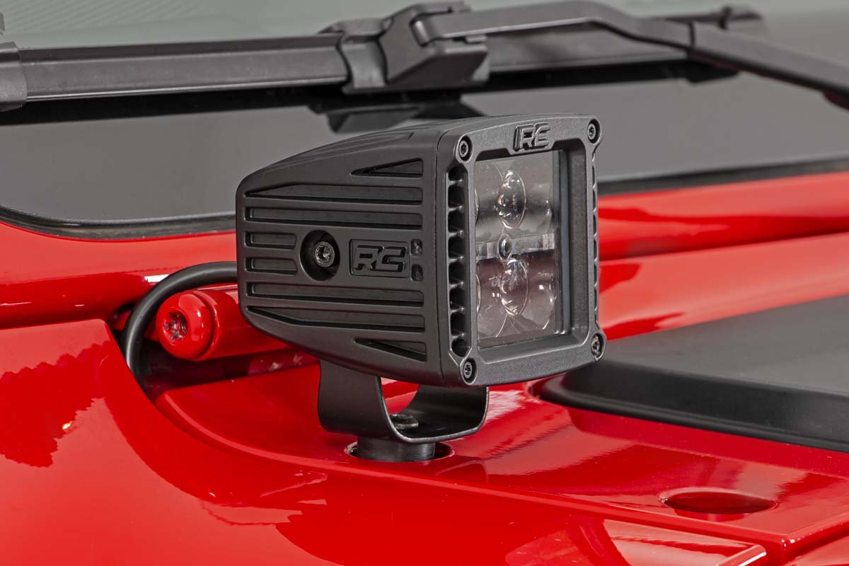 Jeep 2 Inch LED Cube Easy-Mount Kit 18-20 Wrangler JL/20 Gladiator-Black Series Rough Country-6