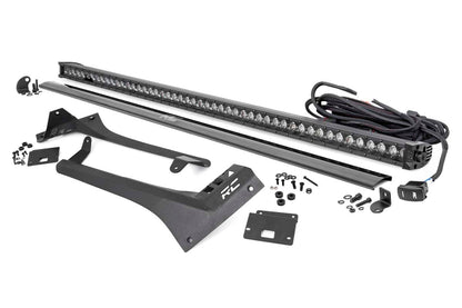 LED Light Kit Windshield 50 Inch Black Single Row WHT DRL Jeep Gladiator JT/Wrangler JL (18-26) Rough Country