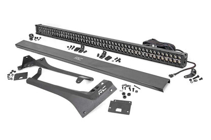 LED Light Kit Windshield 50 Inch Black Dual Row Amber DRL Jeep Gladiator JT/Wrangler JL (18-26) Rough Country