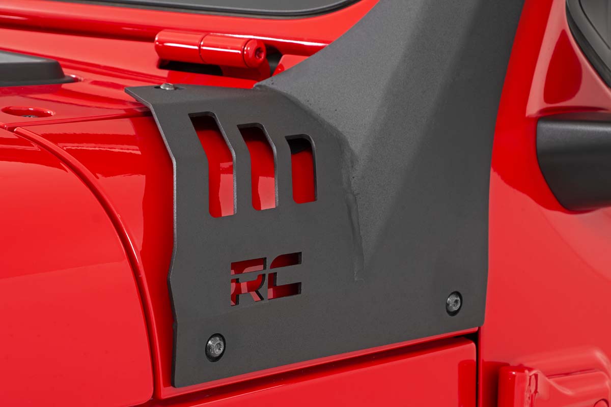 Rough Country Jeep 50-Inch Straight LED Light Bar Upper Windshield Kit w/ Dual-Row Black Series LED 2-Up Gladiator JT, 18-20 Wrangler JL Rough Country